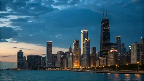Chicago skyline at dusk